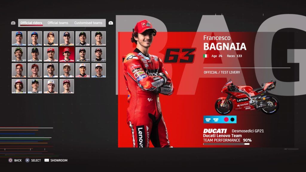 MotoGP 21 game Francesco Bagnaia