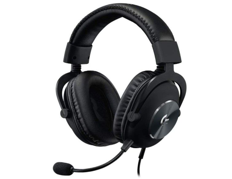 Logitech G PRO X product image of a black over-ear headset featuring a mic extended around the front.