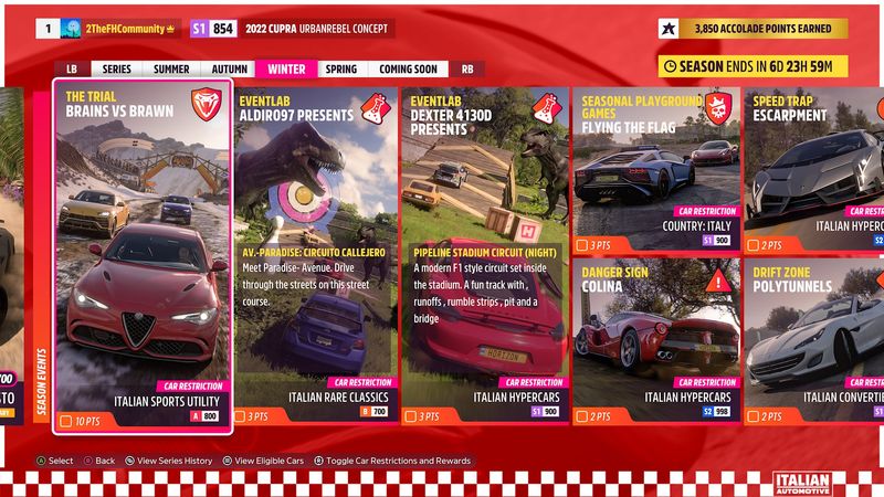 Setup for Italian Autumn Seasonal Speed Traps and Zone : r/ForzaHorizon