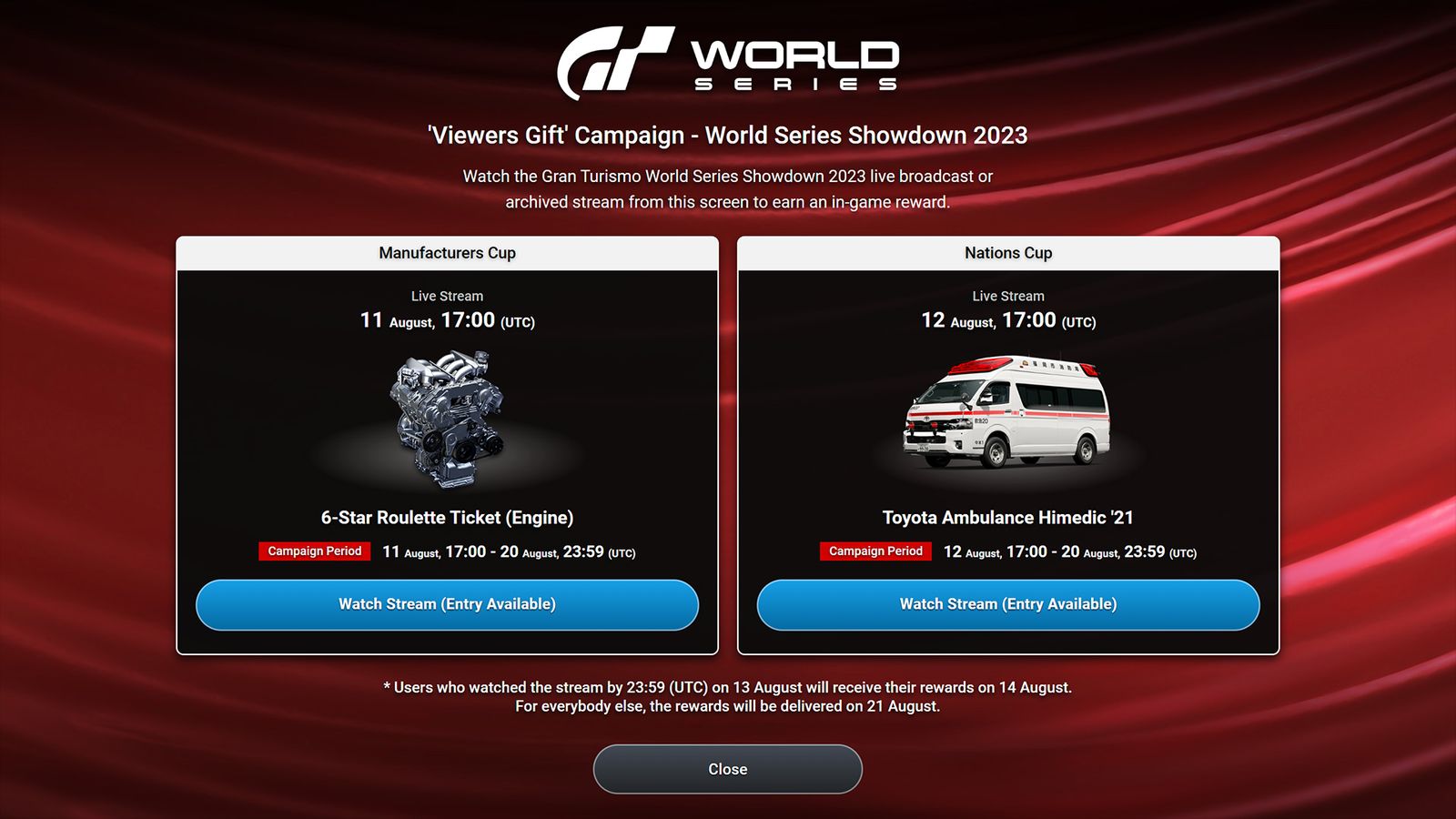 Gran Turismo World Series Showdown gifts