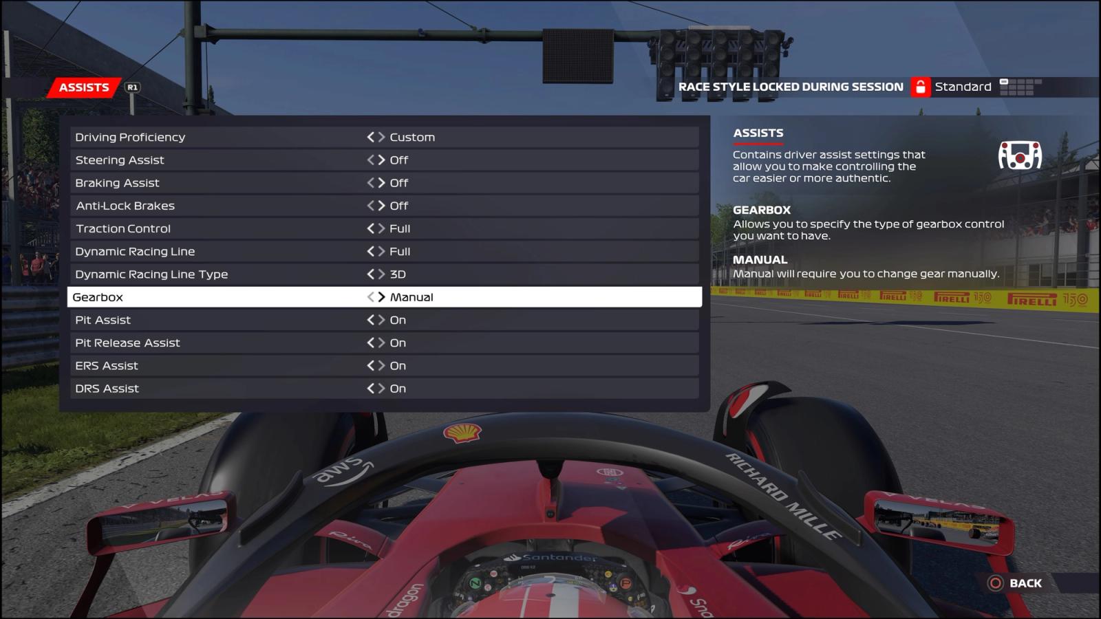 F1 22 Italian Grand Prix manual gears transmission guide tutorial