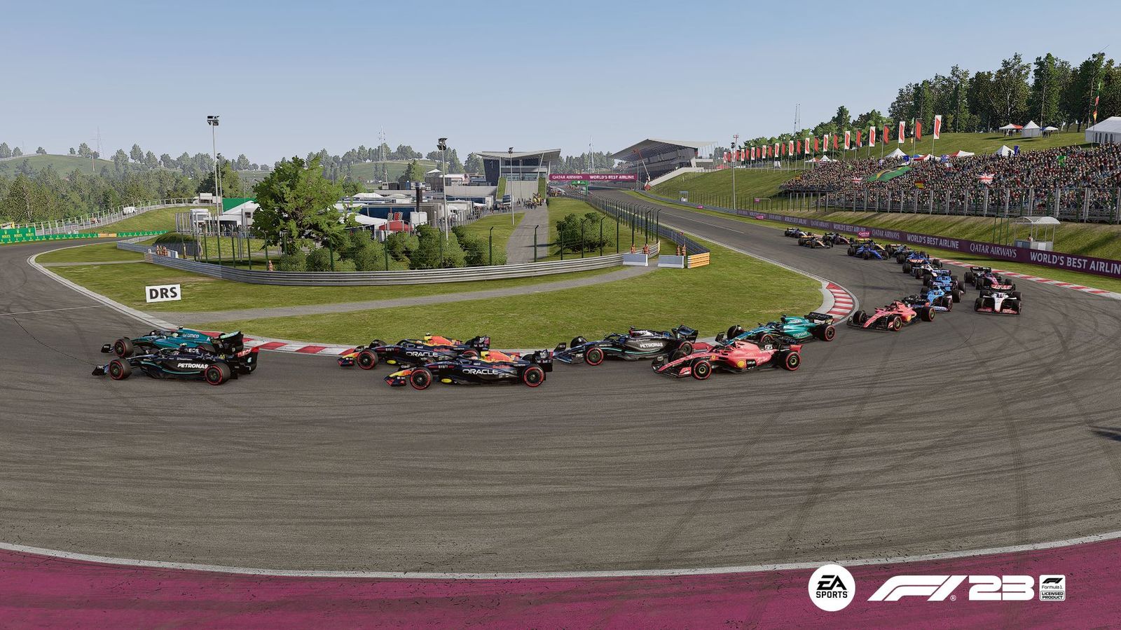 Turn 1 at Hungary in F1 23