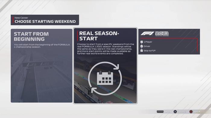 F1 2021 Calendar options
